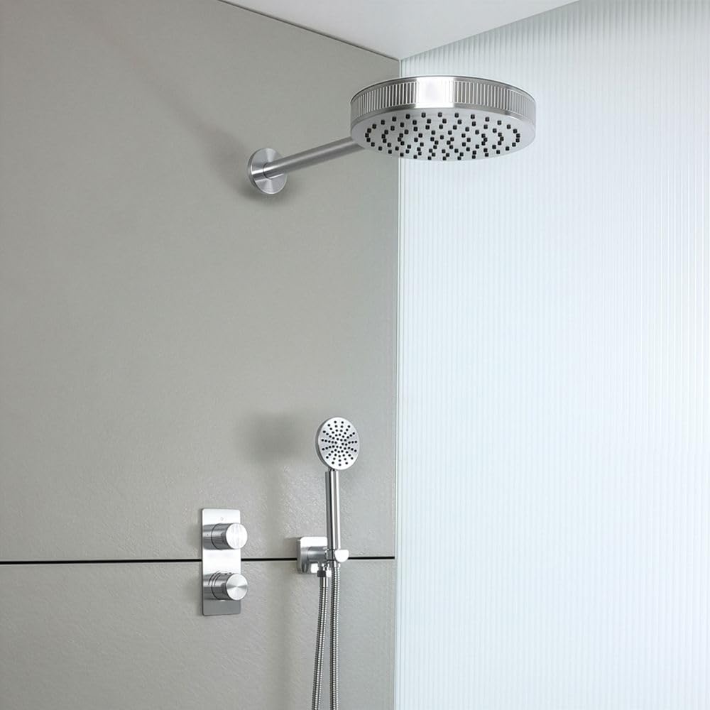 Milano Chrome Thermostatic Mixer Valve 250Mm Shower Head Handset