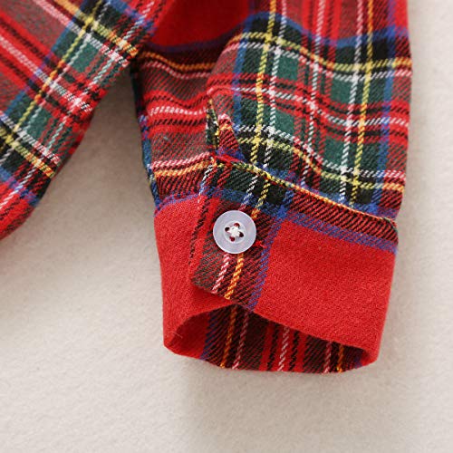 Longfei Pasgeboren Baby Jongen Kerst Outfits Plaid Bodysuit Onesie met Bowtie Flanel Romper Jurk Shirt Gentleman Pak - Afbeelding 7