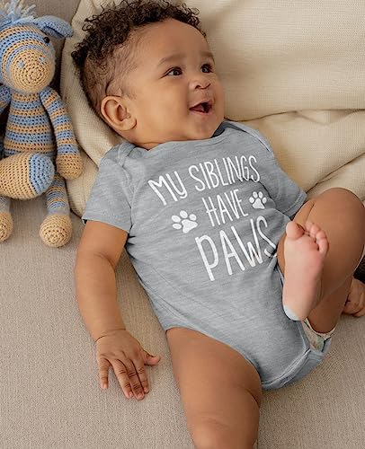 Tstars Funny My Siblings Have Paws Baby Bodysuit for Dog Cat Lover Family Pet Themed Infant Outfit for Boys & Girls3