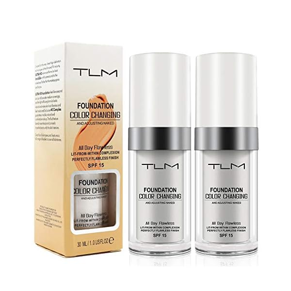 TLM-Foundation-Cream-Colour-Changing-Liquid-Foundation-Hides-Wrinkles-Lines-BB-Cream-Makeup-Base-Concealer-Cover-Moisturizing-Fluid-for-all-Skin-Tone-SPF15-2-Pack ReviGLam TLM Colour Changing Liquid Foundation Hides Wrinkles & Lines, BB Cream Makeup Base Concealer Cover Moisturizing Fluid for all Skin Tone SPF15, Pack of 2