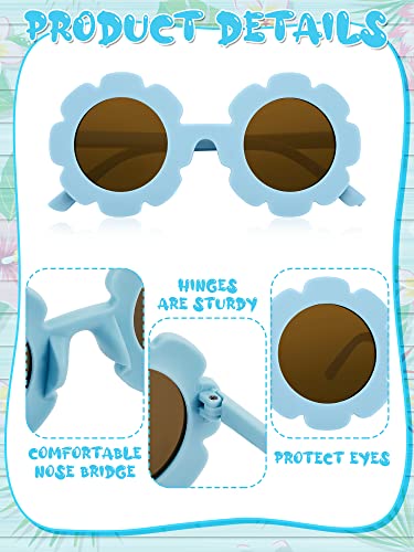 Dunzy 24 Pairs Kids Flower Sunglasses Retro Round Sunglasses for Toddler Girls Boys Beach Party, Aged 3-103