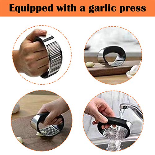 O'woda Clever Cutter 2-in-1 Knife and Cutting Board Stainless Steel Multipurpose Kitchen Scissors Food Chopper Fruit Vegetable Slicer with Garlic Press Suitable for Outdoor Picnic Barbecues, Kitchen