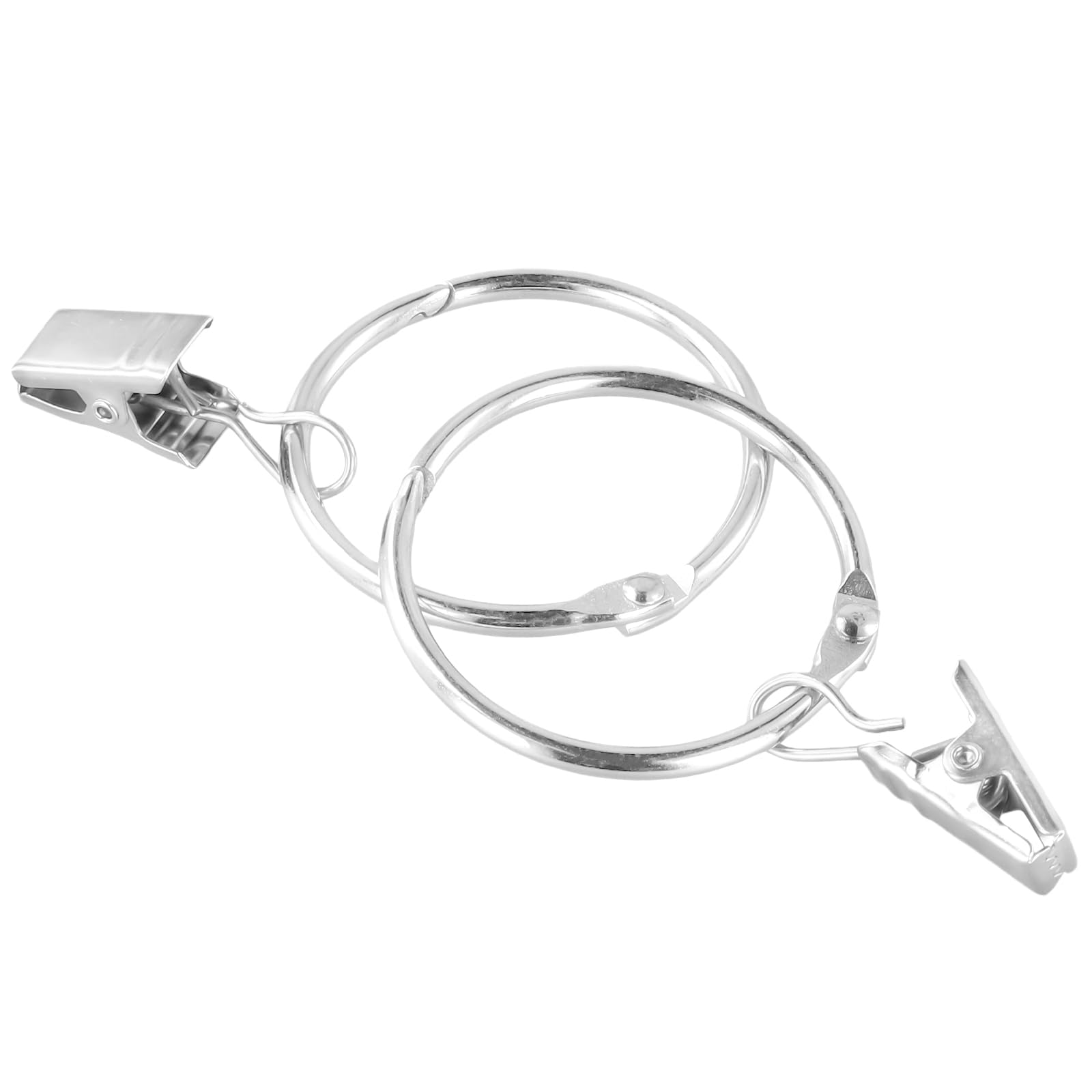Lot de 80 anneaux de rideaux argentés de 3,8 cm avec clips, anneaux de tringle à rideaux ouverts en métal avec crochets, crochets antirouille pour chambre à coucher, salon, salle de bain