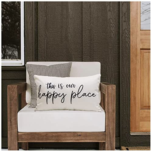 Nydecor Set Of 4 Farmhouse Pillow Covers 12X20 Quote Stay Awhile Be Our Guest Pillow Cover Home Our Happy Place Lumbar Throw Pillow Case For Couch Sofa Porch Chair Guest Room Décor #TOP3
