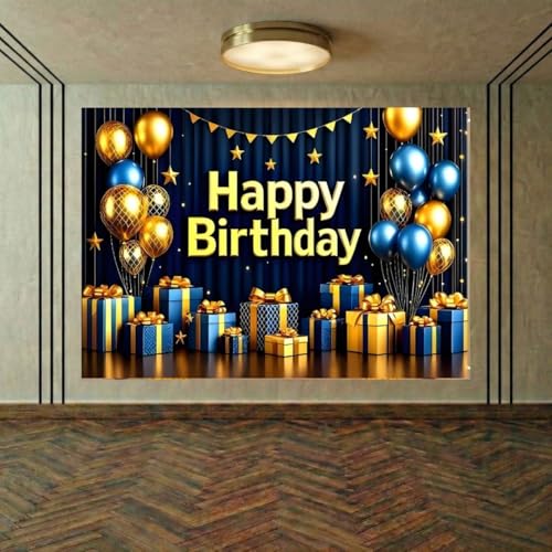 Image of Happy Birthday Theme Backdrop Banner 5x7 ft - Digital Print Cloth Background, Reusable Birthday Party Wall Decoration for Girls, Photo Booth & Stage Decor (BD 12)