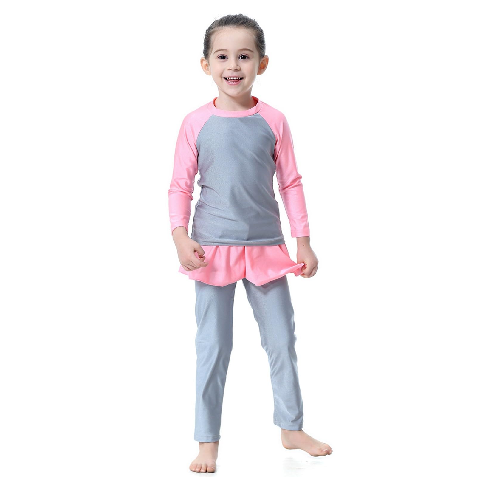 Triangle - Traje de baño para niña, camiseta de manga larga con protección UV 50+ y pantalón corto