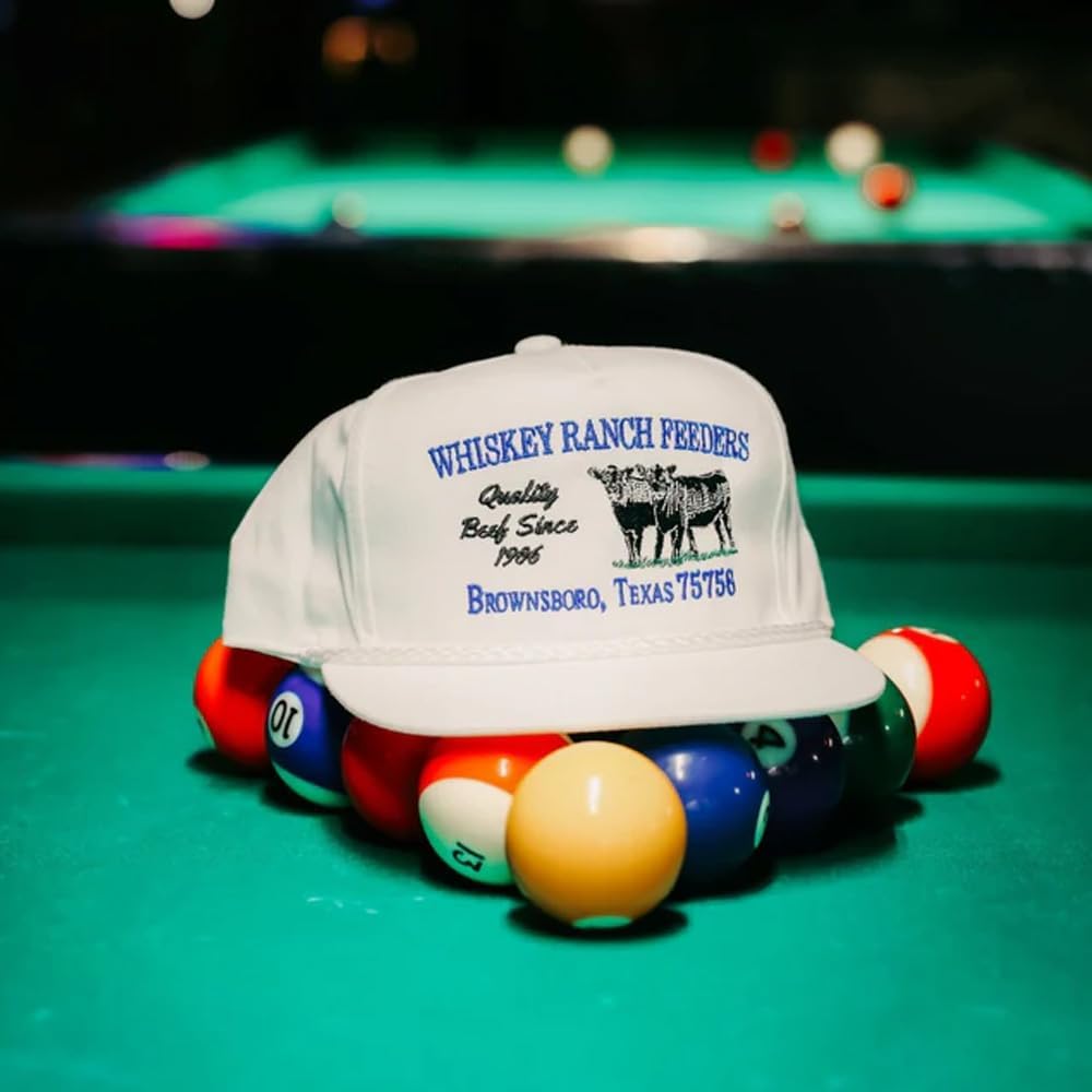 WHISKEY BENT HAT CO. Whiskey Ranch Feeders Roped Adjustable Snapback Hat White - Image 5