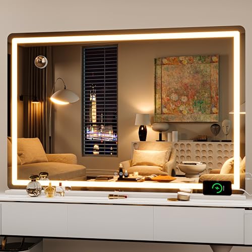 Hasipu Kosmetikspiegel mit Beleuchtung, 130 x 90cm LED Schminkspiegel, Beleuchteter Schminkspiegel mit dimmbaren 3 Modi, Touchscreen Steuerung Kosmetikspiegel Rund Weiß Hasipu Kosmetikspiegel mit Beleuchtung, 130 x 90cm LED Schminkspiegel, Beleuchteter Schminkspiegel mit dimmbaren 3 Modi, Touchscreen Steuerung Kosmetikspiegel Rund Weiß