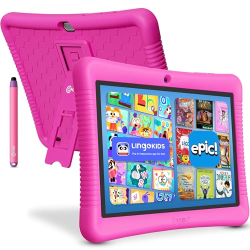 Image of Contixo 10 inch Android Kids Tablet Bundle - 32GB, Epic! & Lingokids Educational Apps, Parental Controls, Kid-Proof Case w /Kickstand & Stylus, Headphones & Sleeve Bag - Pink
