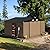 Devoko 10 x 10 FT Outdoor Storage Shed, Metal Garden Sheds & Outdoor Storage Clearance, Large Tool Shed Outdoor with Single Lockable Door for Patio Lawn Backyard (Brown)