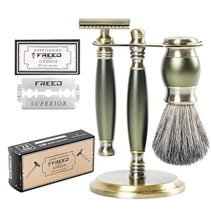 FREED Luxury Shaving Set for Men – Double Edge Safety Razor with alloy handle include 120 count Japanese 6cr13 Stainless Steel blade, It’s the best gift for men, fathers,or birthdays