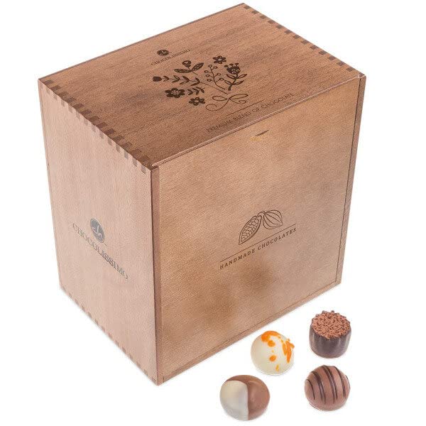 ChocoMassimo - Blumen - Pralinen - 40 Pralinen im Holzkästchen | Schokolade | Geschenkidee | Frau | Frauen | Mutter… – Bild 4