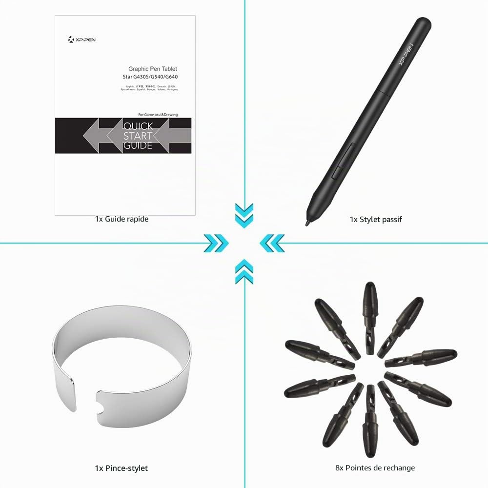 XP-Pen G430S Tablette Graphique Stylet Passif 8192 Niveaux Taille 4x3 Pouces pour Jouer OSU Dessiner Signature