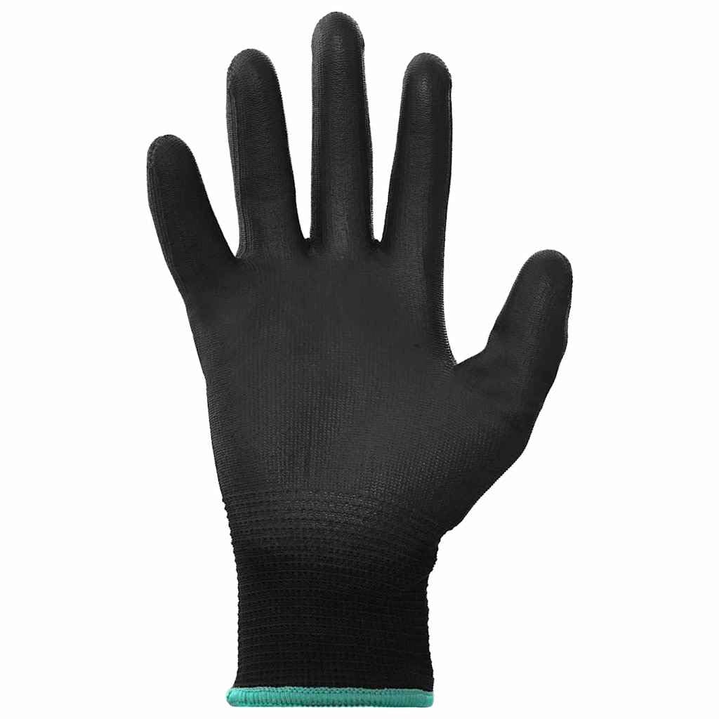 Arbeitshandschuhe 24 Stück Schwarz XXL Polyester rutschfest, abriebfest, vielseitig für Garten, Werkstatt, Industrie, Handwerk, Montage, Logistik und mechanische Aufgaben