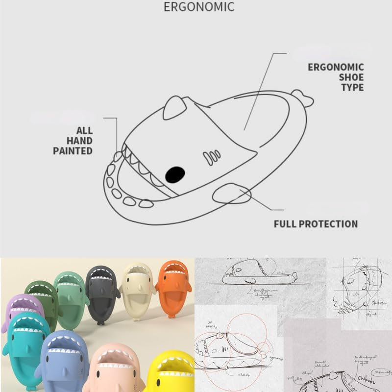 Image of allgala Shark Slides for Women Men and Big Kids Novelty Soft Slippers Open Toe Shark Sandals Cushioned Slides Beach Pool Shower Cruise Slippers with Comfy Cushioned Thick Sole
