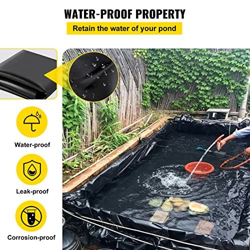 Vevor Pond Liner, 16.4X19.7Ft Fountain Underlayment Aging-Proof 20 Mil Hdpe Flexible Small Lining For Waterfall, Golf Course, 16.4 X 19.7 Ft, Black #TOP4