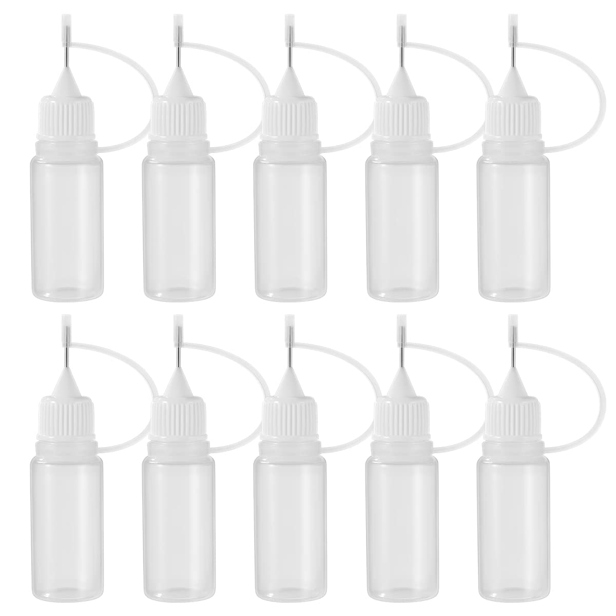 FOMIYES 10Pcs Needle Tip Glue Bottles 10ml Applicator DIY Quilling Tool Precision Bottle Squeeze Bottle With Nozzle DIY Tool(White)
