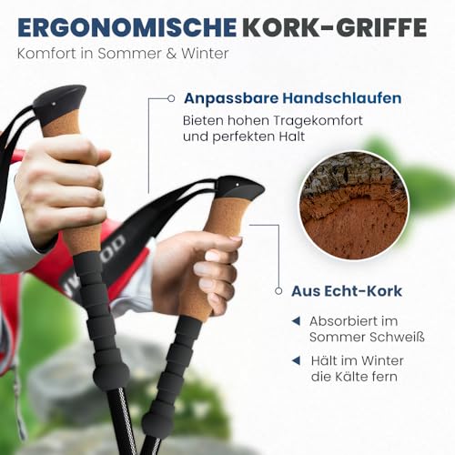 Steinwood Premium Carbon Wanderstöcke Teleskop - Trekkingstöcke Damen & Herren - Wanderstock...