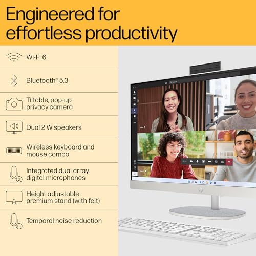 HP All-in-One PC 13th Gen Intel Core i5 27" (68.6cm) FHD 16GB RAM, 1TB SSD, Intel UMA Graphics, 710 White Wireless Keyboard and Mouse Combo... - Image 4