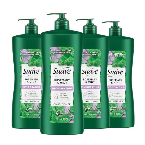 Suave Invigorating Conditioner with Rosemary & Mint Deeply Conditions & Detangles for Soft Healthy-Looking Hair No Parabens Phthalates or Dyes 4 Pack 28 FL OZ EA