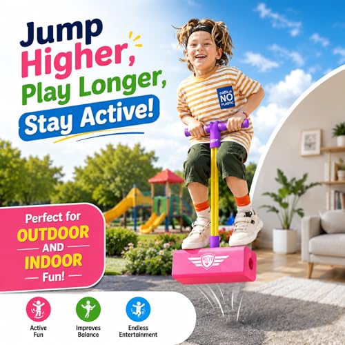 Image of GRAPHENE Kids Pogo Jumper Foam Hopper Toy with Squeaky Sound, Safe Balance Bouncing Stick for Indoor & Outdoor Active Play, Durable Soft Foam Base Jumping Toy for Boys & Girls Age 3 Years+