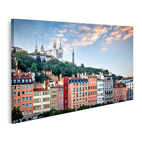 islandburner Tableau sur Toile Basilique Notredame De Fourvière Lyon avec Saône France Cadre Affiche Poster Murale Tableaux