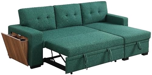 Miniatura 4 de Devion Furniture Sofá cama seccional tapizado de tela de poliéster en forma de L moderna de 92 pulgadas de ancho con compartimento lateral