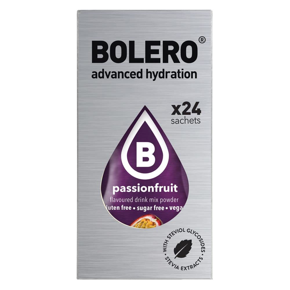 Bolero napój 24 saszetki 3 gr gramów kije owoce przygotowany proszek rozpuszczalny do świeżego napoju w wodzie produkt, 72 g słodzony stewii (Passionfruit)