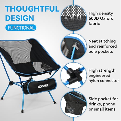 Image of MARCHWAY Ultralight Folding Camping Chair, Heavy Duty Portable Compact for Outdoor Camp, Travel, Beach, Picnic, Festival, Hiking, Lightweight Backpacking (Sky Blue)