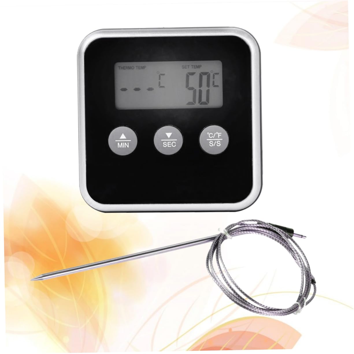 MAGICLULU 2pezzi Termometro Digitale Wireless Per Cucina e Bbq Timer Lcd Con Allerta Temperatura Strumento Di Cottura Senza Batteria Per Pesce e Pollame Precisione Professionale