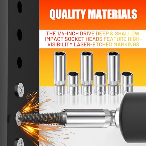 Bettinay 6 PCS 10mm Socket, 1/4-Inch Drive Deep and Shallow Impact Socket Set, 6 Point Design, Variety pack - Image 3