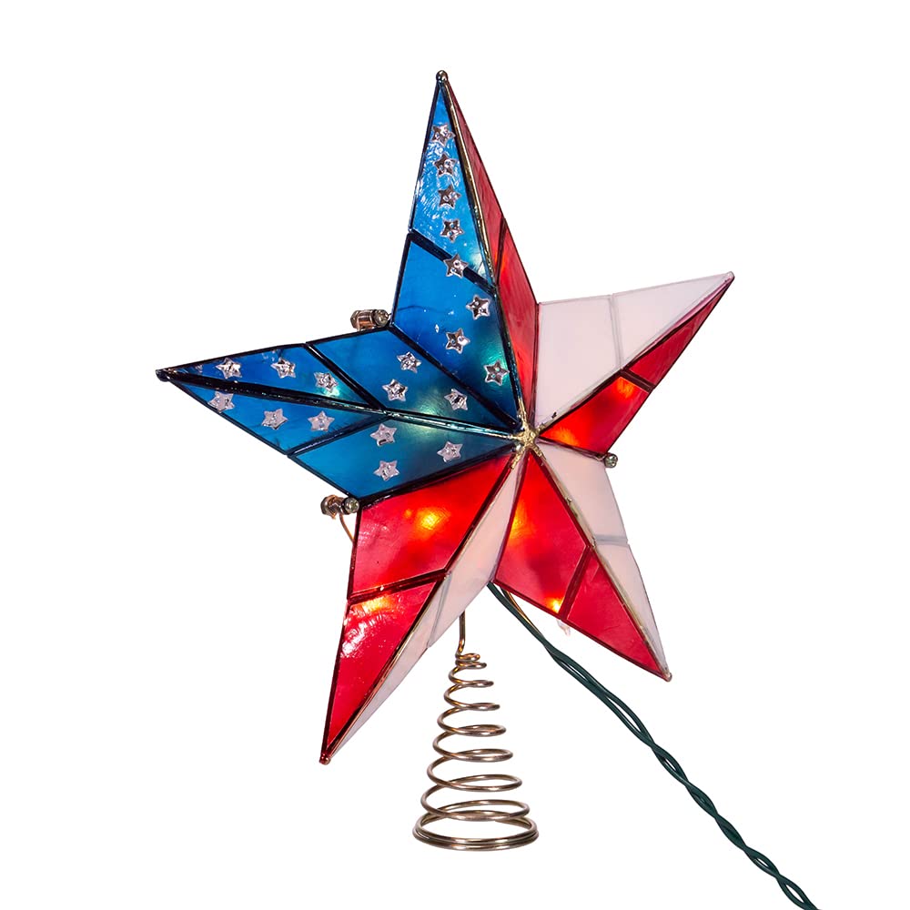 Kurt S. Adler UL3142 Capiz-Stern-Baumspitze, 25 cm, vermessingt, amerikanische Flagge