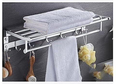 SINKOV Towel Rail/Towel Rack/towel bar Zagięcie 90° Wieszak Na Ręczniki Bez Wiercenia Uchwyt Na Ręcznik/wieszak Na Ręczniki Wytrzymały Wieszak Na Ręczniki Pierścień Na Ręcznik Łazienkowy (Color : Sil