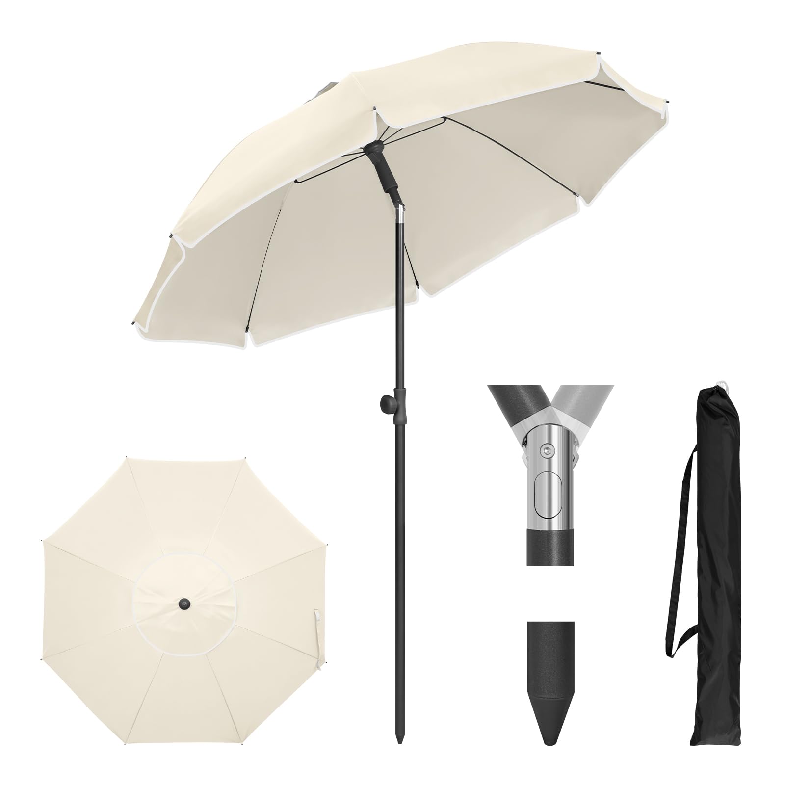 WOLTU Parasol balkon 206 x 135 cm, uv-bescherming strandscherm UPF 50