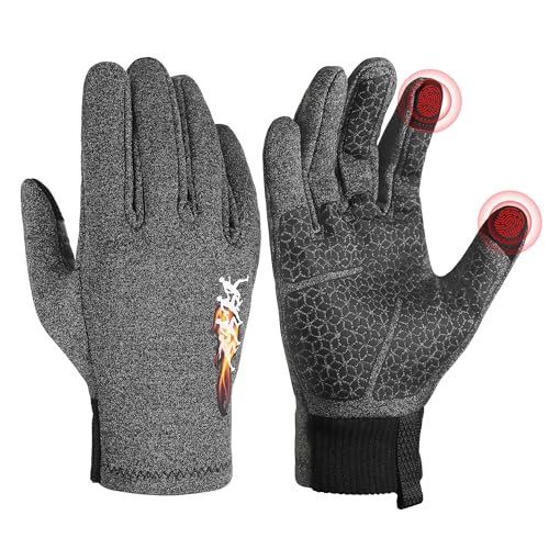 HANDLANDY Winter Running Gloves for Women & Men, Windproof Water-Resistant Thermal Touchscreen Liner Gloves for Cycling, Hiking, Driving, Freezer Work Large Grey