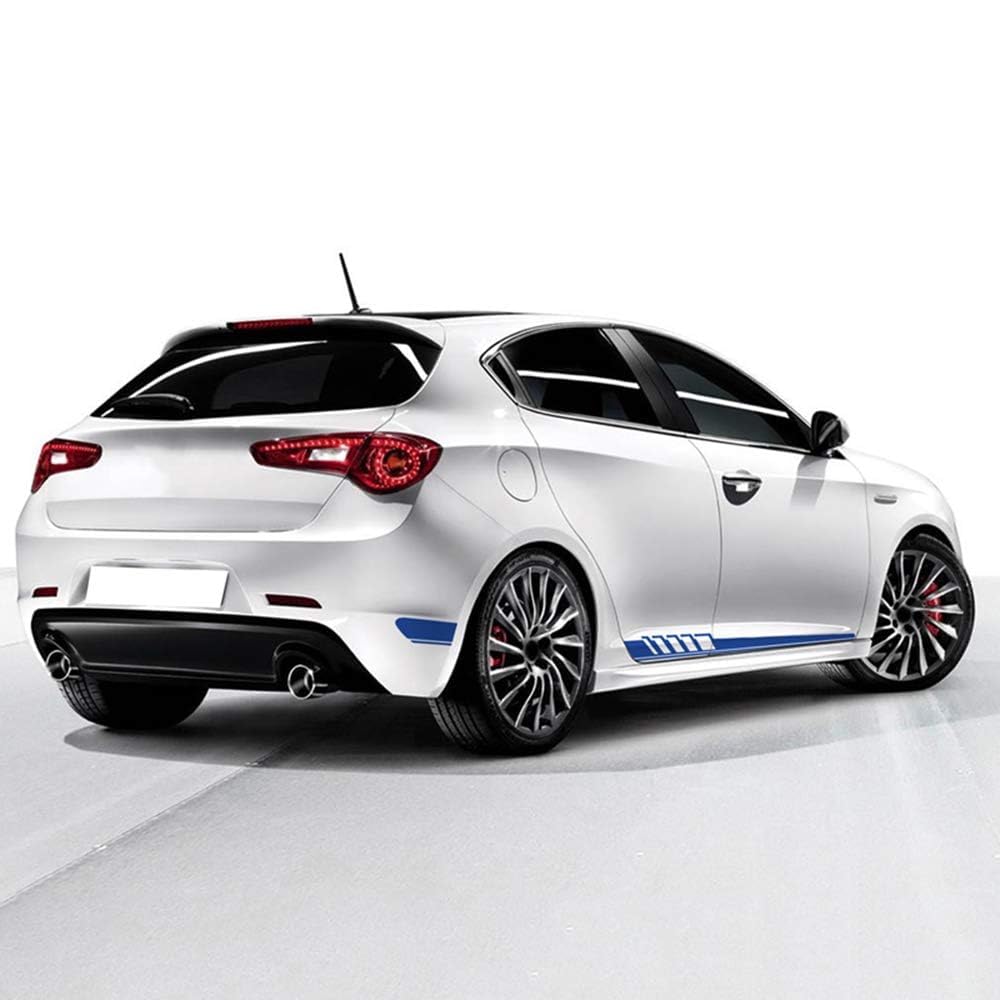 LzDQF Car Side Skirt Stickers stripe decal Decals,For Alfa Romeo Giulia Giulietta MiTo Stelvio 159 Car Door Side Skirt Sticker Auto Body Decor Decals.,Blue