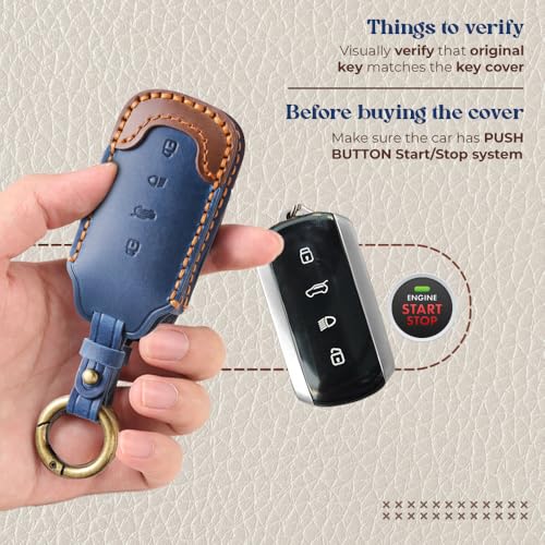 Image of keyzone Leather Key Cover for Tata Harrier, Safari, Sierra, Curvv, Curvv EV Smart Key.