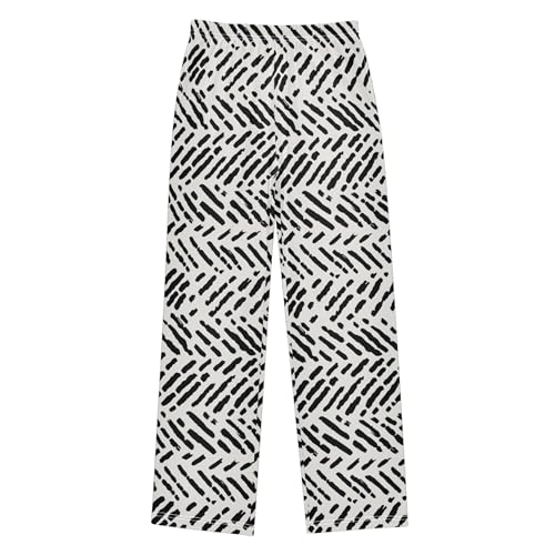 Boho Bohemian Geometric Long Pajama Pants Elastic Waist PJ Bottoms with Pockets S A1104812