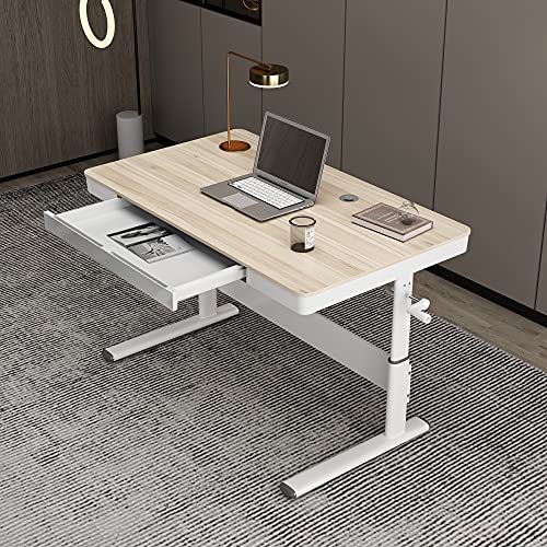 Height adjustable sitting or standing desk with drawer,…