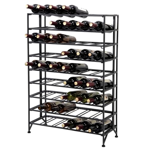 MyGift Gray Metal Wine Rack Freestanding Floor Stand, 9 Tier Wine Bottle Shelf - Holds up to 54 Bottles