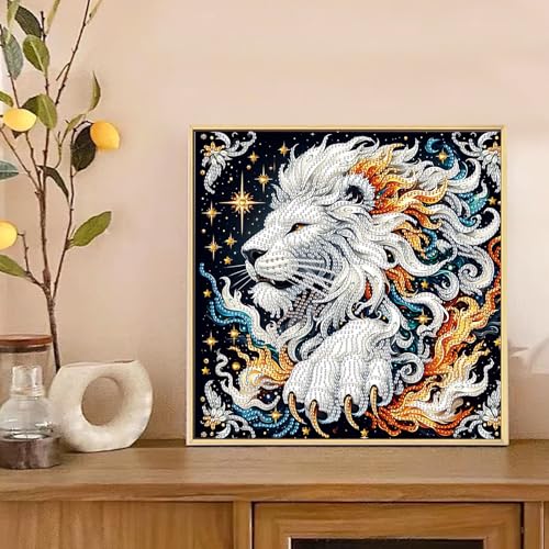 Image of AiYuanzsh 5D Special Shaped Diamond Painting Kit - Mighty King Lion Design, Unique Crystal Rhinestone Diamond Art Set for Beginners and Adults, Perfect for Home Wall Decor and Holiday Gifts