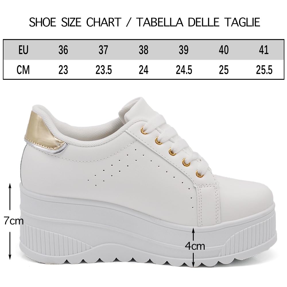 IF900-1 - Zapatillas deportivas para mujer, estilo casual, plataforma alta, color blanco
