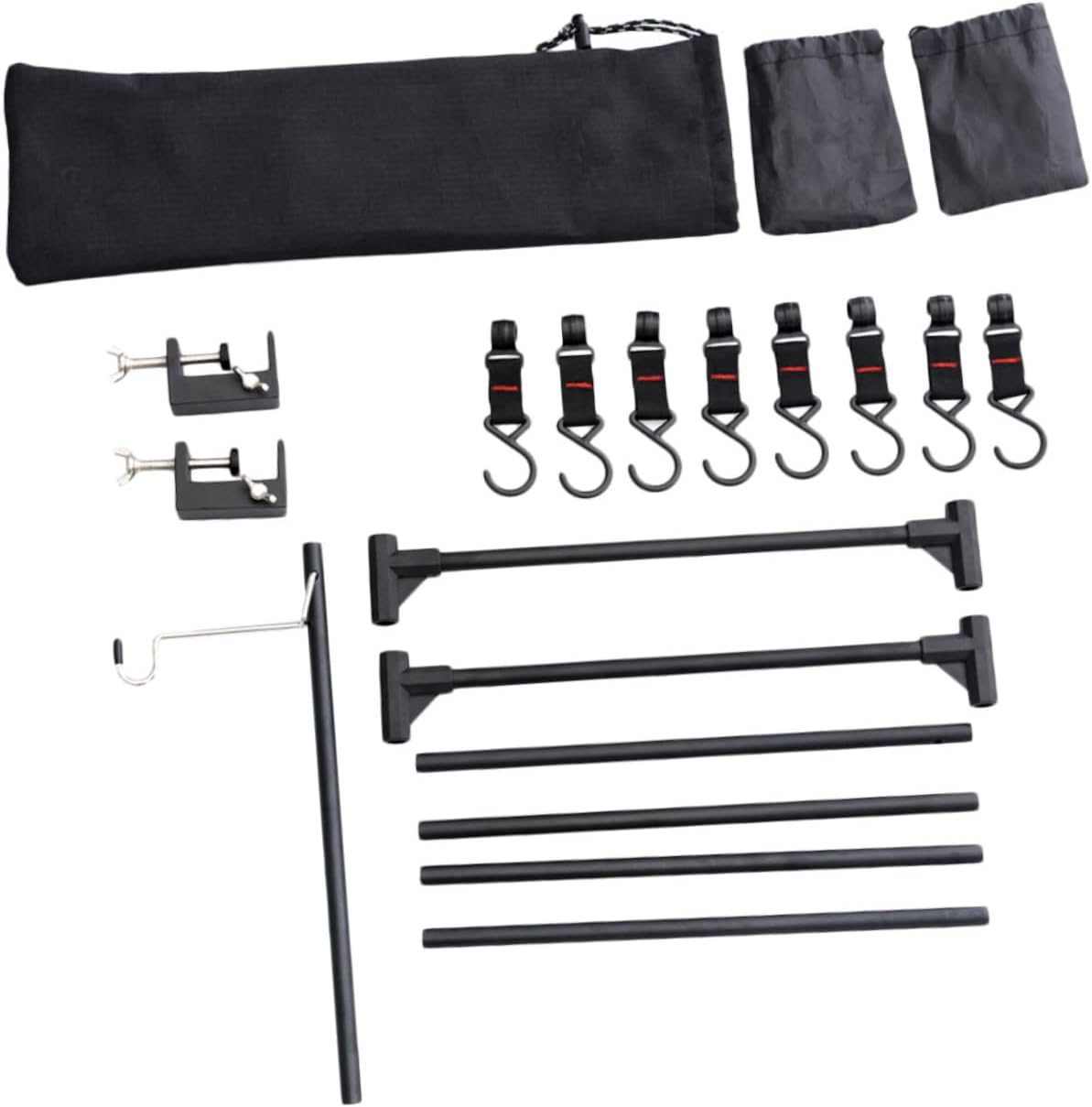 Outdoor Camping Storage Rack with Cutlery Stand Portable Aluminum Alloy Picnic Hanging Rack with Hooks Compact and Easy to Install for Camping and Picnics