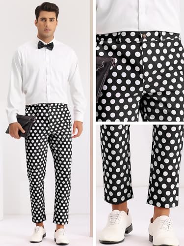 Lars Amadeus Polka Dot Pants for Men's Dots Pattern Straight Leg Formal Dress Pants4