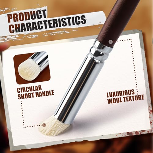 Image of Detail Paint Brushes Dry Brushes, Golden Maple 10PC Flat Miniature Dry Paint Brushes Fine Detail Paint Brush Set for Acrylic, Oil, Watercolor & Figurine