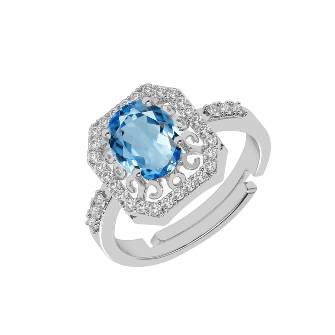 Clara Pure 925 Sterling Silver Carol Blue Topaz Solitaire Finger Ring | Swiss Zircon Platinum Plated | Size Adjustable | Gift for Women Girls Wife Girlfriend (B0D9BMPNC7) Amazon Price History, Amazon Price Tracker