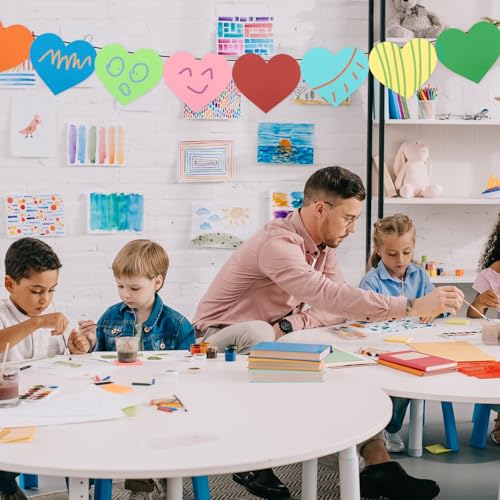 XIHIRCD 144stk Papierherzen Ausschnitte, Liebesform Ausschnitte 9 Farben Herzförmiger Karton Große Die-Cuts Pinnwand Dekorationen für Bastel Valentinstags Schulbedarf