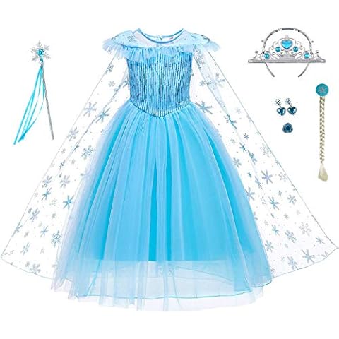 LiUiMiY Princess Costumes Birthday Party Dress Up for Little Girls with Accessories Blue,2-3 Years(Tag 100) Cover