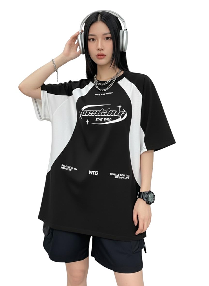 Twinkle Black Cotton Printed Loose Fit T-Shirt for Women and Girls, Half Sleeve Casual Top, Stylish T Shirt-image-32