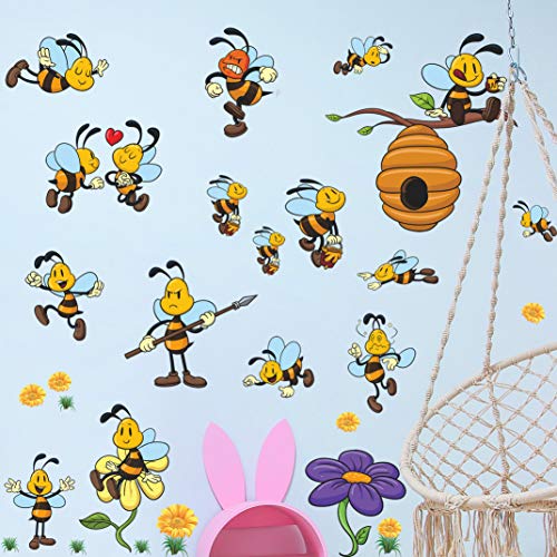 Amaonm Ceative Purple Flower With Bee Honeyco Tree Wall Decals Removable Diy Home Wall Art Decor Pvc Peel And Stick Wall Stickers Murals For Kids Bedroom Playroom Girls Boys Nursery Rooms Living Room 1062 #TOP5